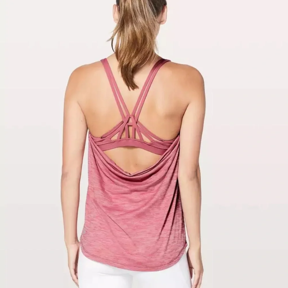 Lululemon Drapey Fit Movement to Movement 2 in 1 Sporty Tank in Cherry Sz 6 - Picture 2 of 12